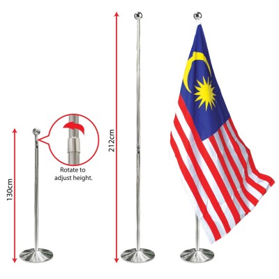 Flag Pole with Stand 2.1M Silver (Indoor)