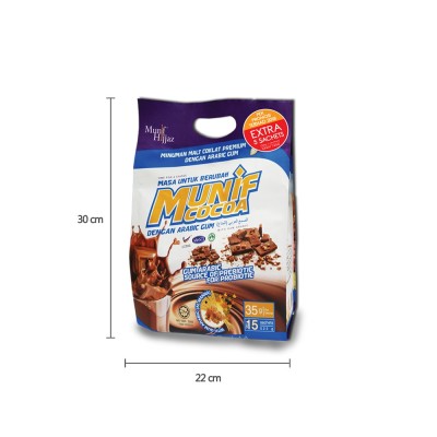 Munif Cocoa Arabic Gum Pouch Bag Xtra 5 Sachets