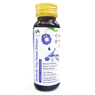 Natural Asian Gourmet Beverage or Bakery Ingredient, Natural Flavor, Natural Color Anthocyanin of Butterfly Pea Flower Extract Liquid Concentrate (60g) (12 Units Per Carton)