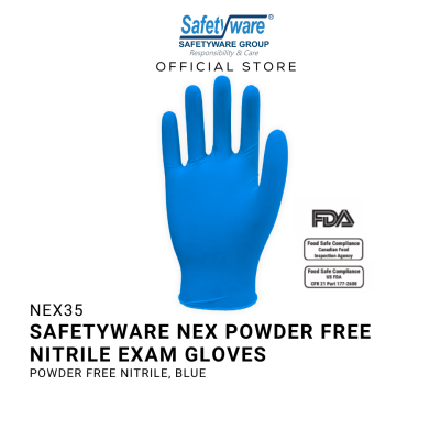 SAFETYWARE NEX Powder Free Nitrile Examination Gloves Sarung Tangan Kerja [S|M|L|XL]