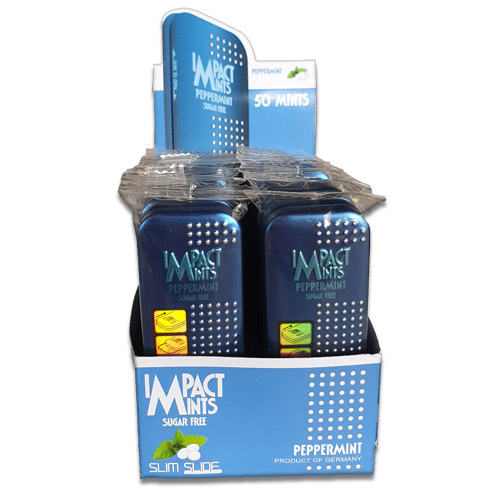 Impact Mints Slide- PeppermintFlavored Sugar-free Mints (144tins x 9G) (144 Units Per Carton)