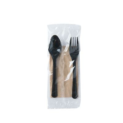 Prepack cutlery 3 in 1 kraft serviette (500 Units Per Carton)