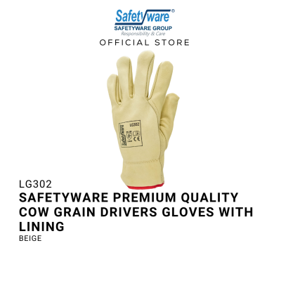 SAFETYWARE PREMIUM QUALITY COW GRAIN DRIVERS GLOVES WITH LINING Sarung Tangan Kerja 12 pairs   24 pieces