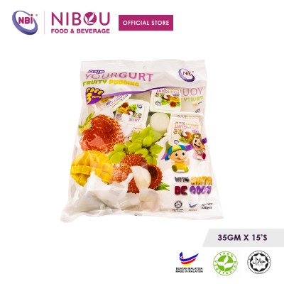 Nibou (NBI) YOURGURT Fruity Pudding with Nata De Coco Assorted (Free 3 cups) (35gm x 15's x 15)