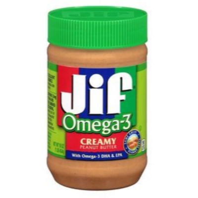 JIF Omega-3 Peanut Butter - Creamy 16oz Bottle (12 Units Per Carton)