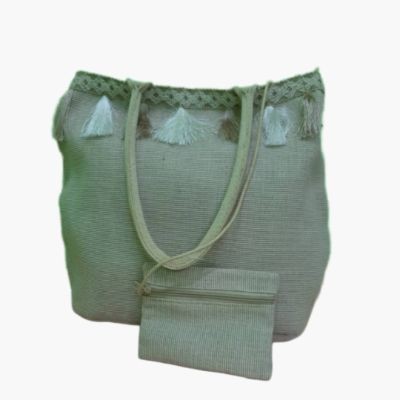 # AA 34 - TOSSA Fashion Jute Bag / Natural & Tassels (400 gm Per Unit)