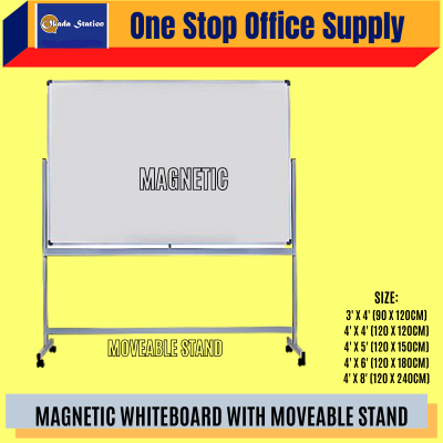 MAGNETIC WHITEBOARD WITH MOVEABLE STAND - 4' x 5' SIZE