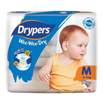 DRYPERS WEE WEE DRY DISPOSABLE DIAPER M 3 X 74S + 4S