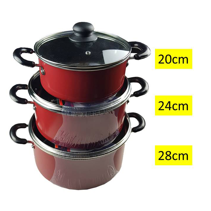 Eco-friendly Carbon Steel Nonstick Cookware Nonstick Dutch Oven with  tempered Glass lid (Red) -20cm