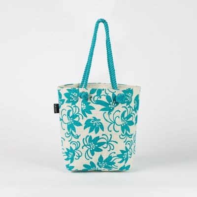 # AB 17 - TOSSA Fashion Jute Bag - floral print/blue (320 gm. Per Unit)