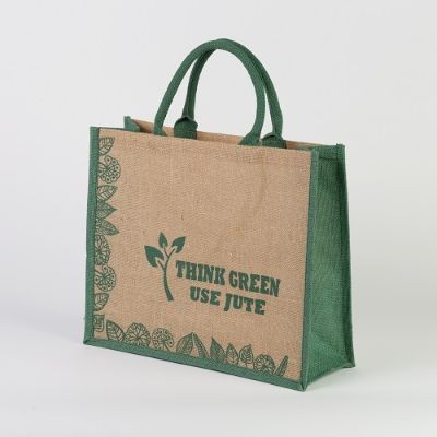 # RB 109 - TOSSA Jute Shopping Bag - floral print/green (300 gm. Per Unit)
