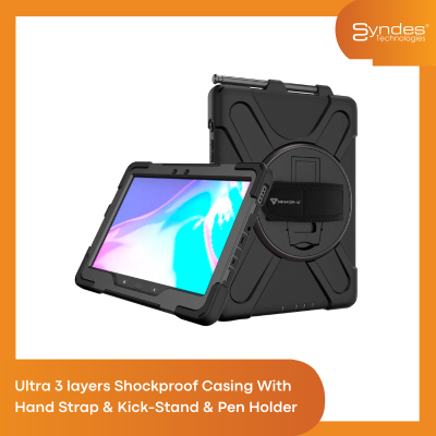 [PRE-ORDER] Samsung Galaxy Tab Active Pro  Active4 Pro Ultra 3 Layers Shockproof Rugged Case With Hand Strap & Kick-Stand & Pen Holder