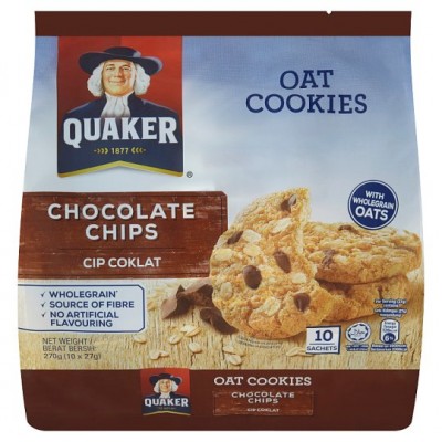 Quaker Oat Cookies Chocolate Chips 10 Sachets x 27g (270g)