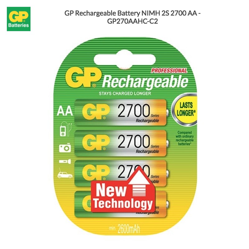GP Rechargeable Battery NIMH 2S 2700 AA - GP270AAHC-C2 (10 Units Per Carton)