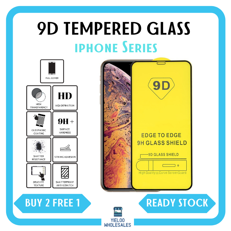 IPHONE Series Tempered Glass Screen Protector FULL COVER 9D (Buy 20pcs Free 2)