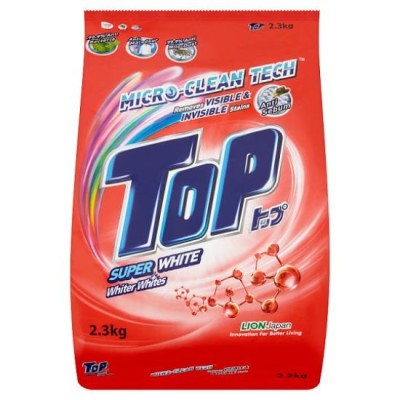 Top SUPER WHITE Anti Malodour Powder Detergent 2.3kg