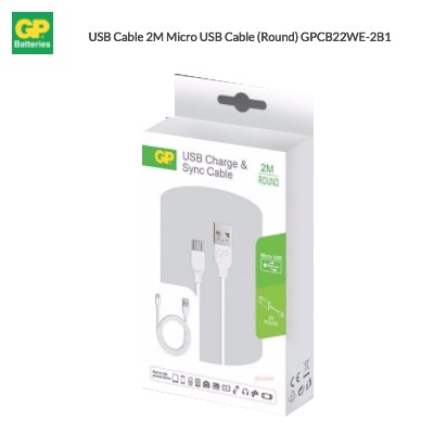 GP USB Cable 2M Micro USB Cable (Round) GPCB22WE-2B1 (1 Units Per Outer)