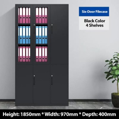 Black Cabinet for File Storage - Six-Door Bookcase