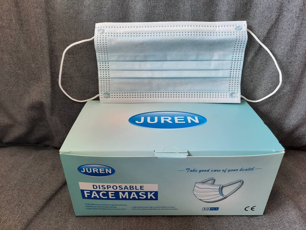 Juren 3Ply Disposable Face Masks 50pcs box (ear-loops)