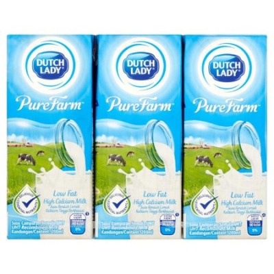 DUTCH LADY Pure Farm Low Fat High Calcium UHT Milk (24 x 200ml) (24 Units Per Carton)