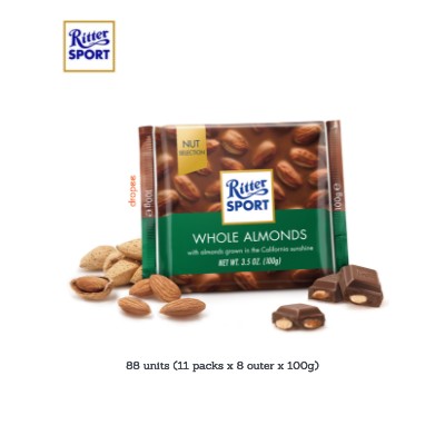 RITTER SPORT Whole Almond 100g (88 Units Per Carton)