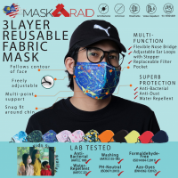 ESSENTIAL 3 PLY REUSABLE FABRIC MASK - MULTICOLOR ABSTRACT (ADULT)