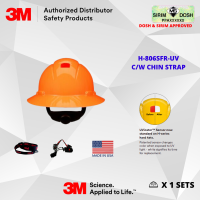 3M SecureFit Full Brim Hard Hat H-806SFR-UV, Orange, 4-Point Pressure Diffusion Ratchet Suspension, with Uvicator, Sirim and Dosh Approved