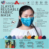 ESSENTIAL 3 PLY REUSABLE FABRIC MASK - BLUEWATER (ADULT)