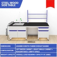 Steel-Wood Laboratory Bench - 2m Laboratory Table With Sink and Holder