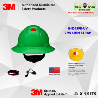 3M SecureFit Full Brim Hard Hat H-804SFR-UV, Green, 4-Point Pressure Diffusion Ratchet Suspension, with Uvicator, Sirim and Dosh Approved