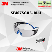 3M SecureFit Safety Glasses SF407SGAF-BLU, Blue Gray, I O Gray Scotchgard Anti-fog Lens, Sirim and Dosh Approved