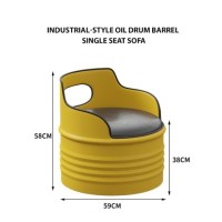 Industrial-style Oil Drum Barrel Seat Sofa - Single Seat