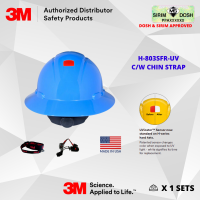 3M SecureFit Full Brim Hard Hat H-803SFR-UV, Blue, 4-Point Pressure Diffusion Ratchet Suspension, with Uvicator, Sirim and Dosh Approved