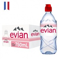 EVIAN Rebirth Natural Mineral Water SPORTS Cap 750ml Bottle (12 Bottles Per Carton)