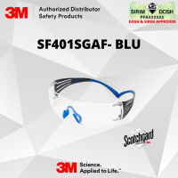 3M SecureFit Safety Glasses SF401SGAF-BLU, Blue Gray, Clear Scotchgard Anti-fog Lens, Sirim and Dosh Approved