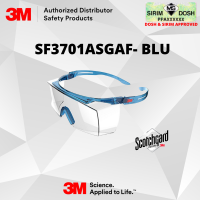 3M SecureFit 3700 Series, SF3701ASGAF-BLU, Blue Temple, Scotchgard Anti-Fog Coating, Clear OTG AF-AS Lens, Sirim and Dosh Approved