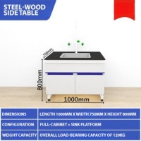 Steel-Wood Laboratory Bench - 1m Full Cabinet with sink