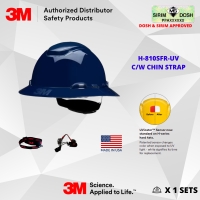 3M SecureFit Full Brim Hard Hat H-810SFR-UV, Navy Blue, 4-Point Pressure Diffusion Ratchet Suspension, with Uvicator, Sirim and Dosh Approved