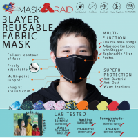 ESSENTIAL 3 PLY REUSABLE FABRIC MASK - JET BLACK (ADULT)