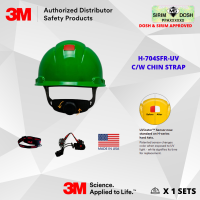 3M SecureFit Hard Hat H-704SFR-UV, Green, 4-Point Pressure Diffusion Ratchet Suspension, with Uvicator, Sirim and Dosh Approved
