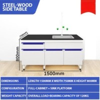 Steel-Wood Laboratory Bench - 1.5m Laboratory Table With Sink