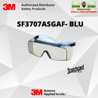 3M SecureFit 3700 Series, SF3707ASGAF-BLU, Blue Temple, Scotchgard Anti-Fog Coating, Indoor Outdoor Grey OTG AF-AS Lens, Sirim and Dosh Approved