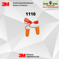 3M Earplugs 1110, 35 dB, Corded, CE, Sirim and Dosh Approved (100 pair per box)
