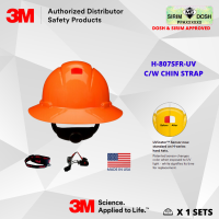 3M SecureFit Full Brim Hard Hat H-807SFR-UV, Hi-Vis Orange, 4-Point Pressure Diffusion Ratchet Suspension, with Uvicator, Sirim and Dosh Approved