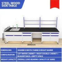 Steel-Wood Laboratory Bench - 3m Laboratory Table With Sink and Holder