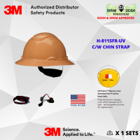 3M SecureFit Full Brim Hard Hat H-811SFR-UV, Tan, 4-Point Pressure Diffusion Ratchet Suspension, with Uvicator, Sirim and Dosh Approved