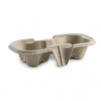 2 Cup Paper Moulded Pulp Cup Tray   Drink Tray   Disposable Cup Tray   Biodegradable Pulp Fiber Cup tray